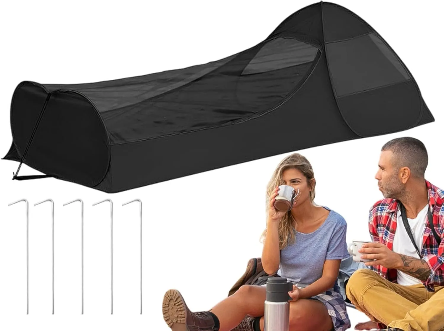 Camping Net Tent, Single Folding Folding Bed - Double Zippered Bed Canopy Sleeping Bag Net Tent - Portable Shelter, Finest Mesh Camping Equipment from a Large Space