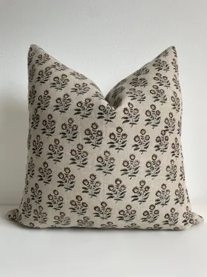 Canyon Theory Hand Block Print Organic Linen 20x20 Inch Throw Pillow Cover: Indoor Outdoor Sustainable Handmade Vintage Decorative Cushion Cover (Finley)