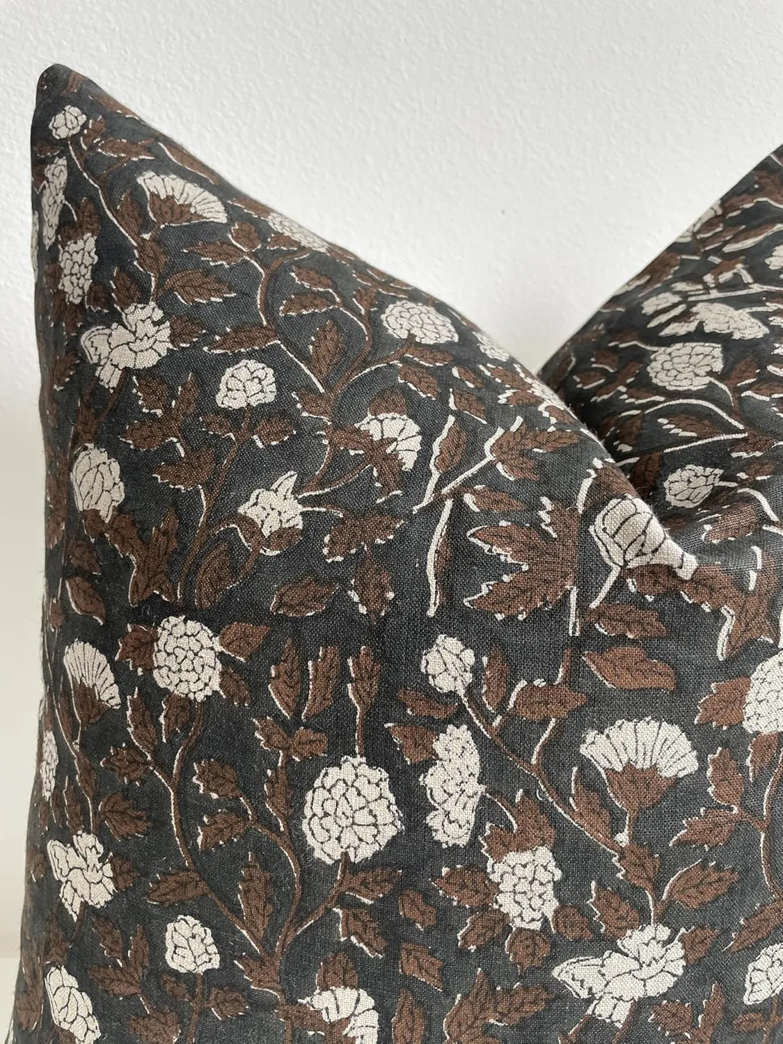 Canyon Theory Hand Block Print Pure Linen 20x20 Inch Throw Pillow Cover: Handmade Vintage Cushion Cover (Emmet)