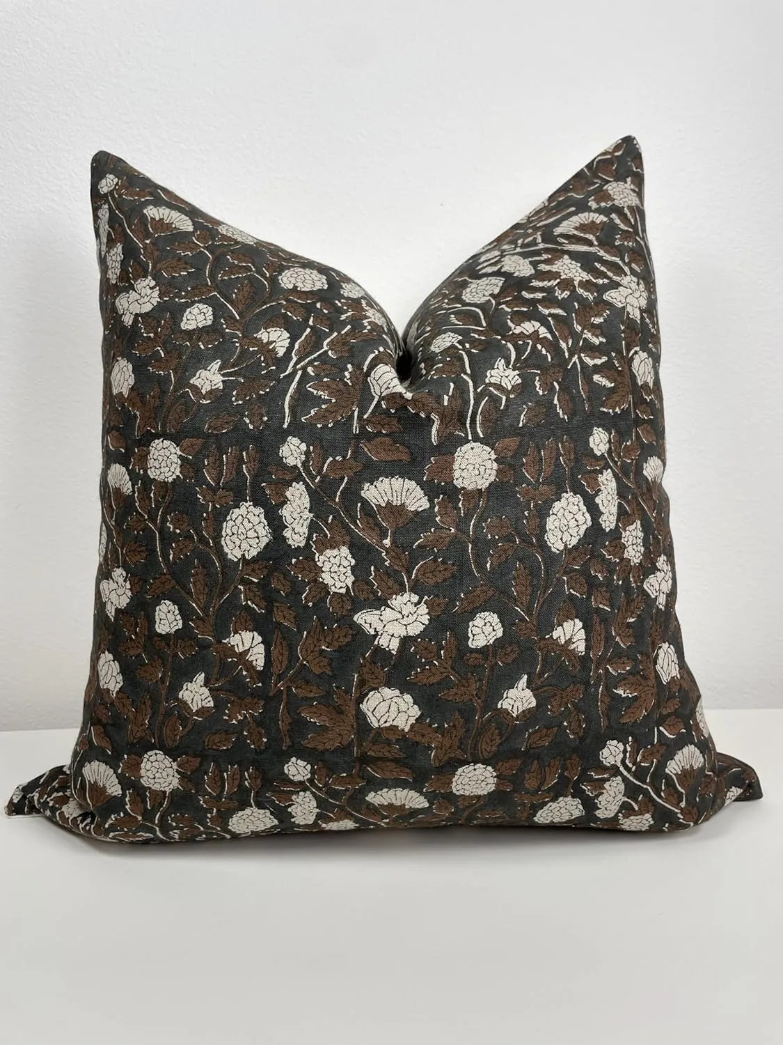 Canyon Theory Hand Block Print Pure Linen 20x20 Inch Throw Pillow Cover: Handmade Vintage Cushion Cover (Emmet)