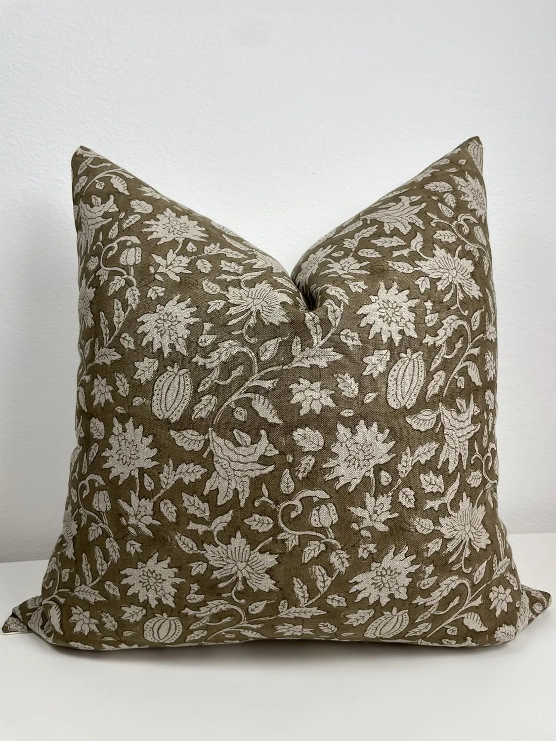 Canyon Theory Hand Block Print Pure Linen 20x20 Inch Throw Pillow Cover: Handmade Vintage Cushion Cover (Jules)