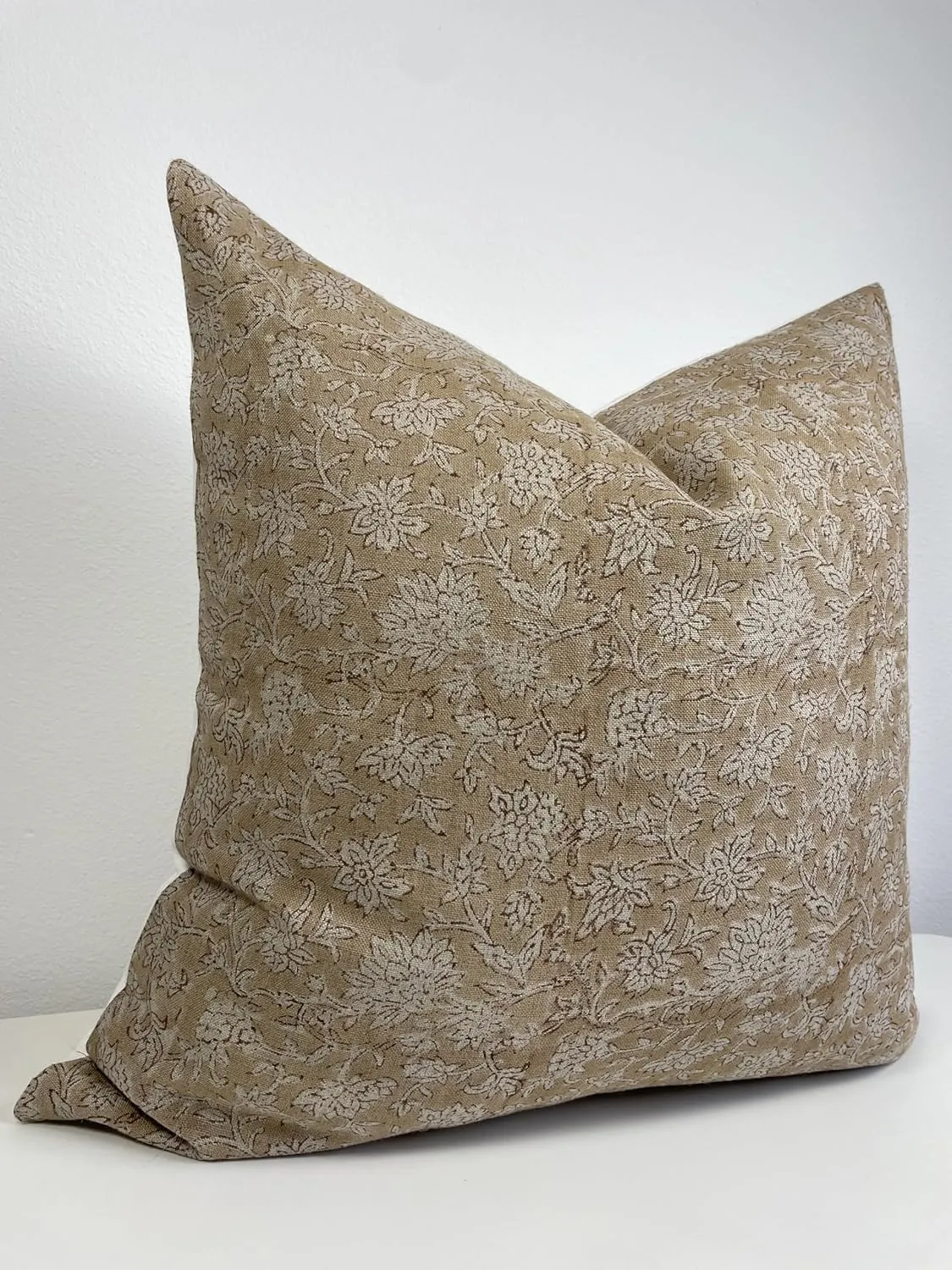 Canyon Theory Hand Block Print Pure Linen 20x20 Inch Throw Pillow Cover: Handmade Vintage Cushion Cover (Peony), Paige