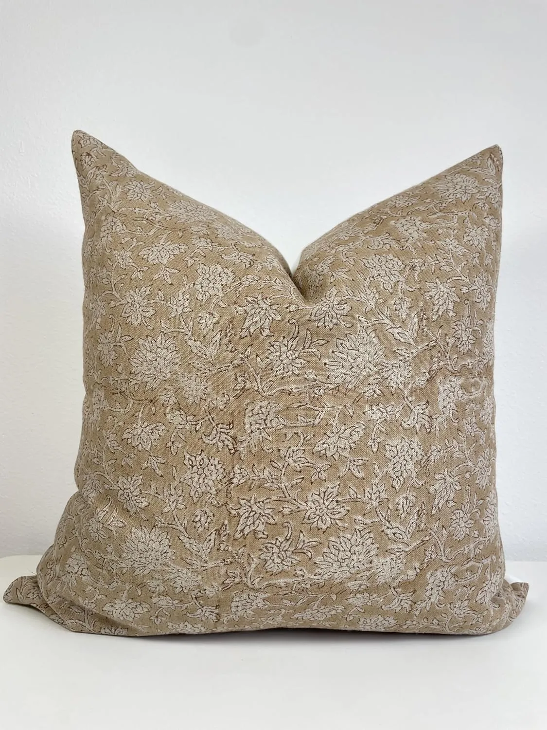 Canyon Theory Hand Block Print Pure Linen 20x20 Inch Throw Pillow Cover: Handmade Vintage Cushion Cover (Peony), Paige