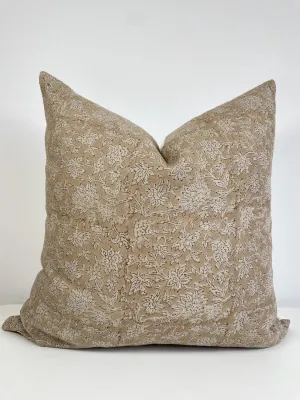 Canyon Theory Hand Block Print Pure Linen 20x20 Inch Throw Pillow Cover: Handmade Vintage Cushion Cover (Peony), Paige