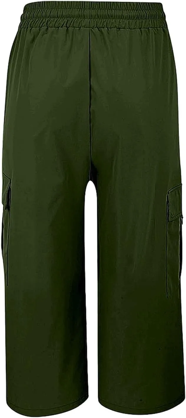 Capri Pants for Women Palazzo Lounge Pants Summer Dandelion Graphic Cropped Cotton Linen Comfy Baggy Trousers