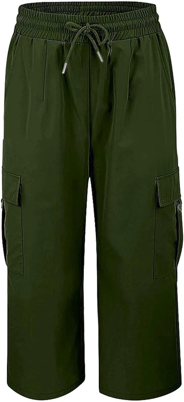 Capri Pants for Women Palazzo Lounge Pants Summer Dandelion Graphic Cropped Cotton Linen Comfy Baggy Trousers