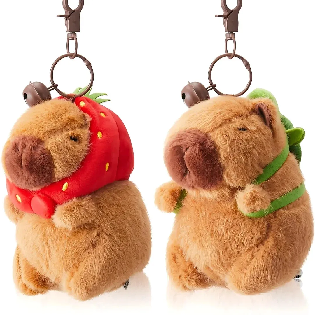 Capybara Cute Cartoon Pendant Plush Toy Doll Bag Hanging Ornaments Cute Kapila Keychain Doll Kids Backpack Birthday Gift Fluffy