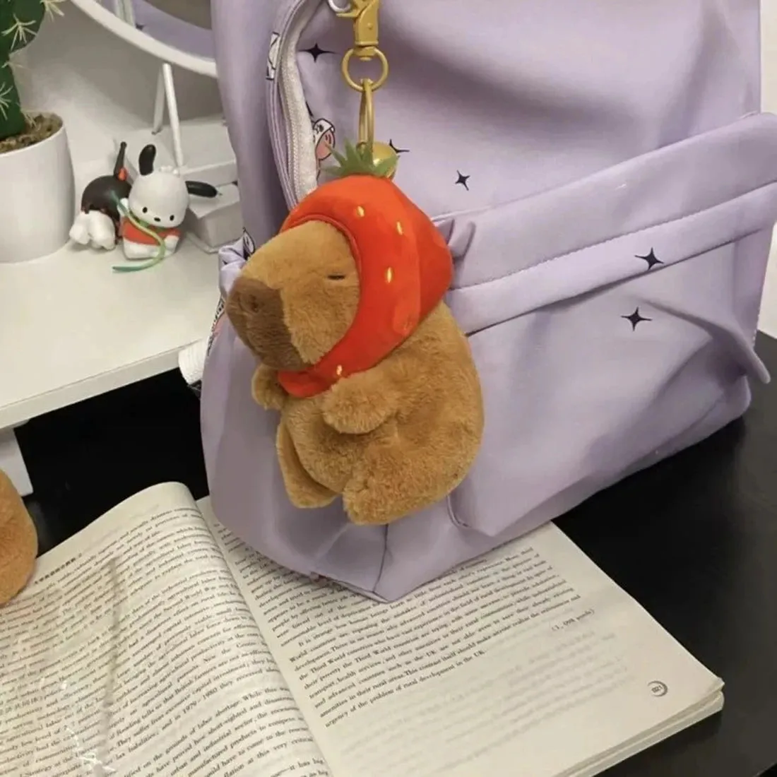 Capybara Cute Cartoon Pendant Plush Toy Doll Bag Hanging Ornaments Cute Kapila Keychain Doll Kids Backpack Birthday Gift Fluffy