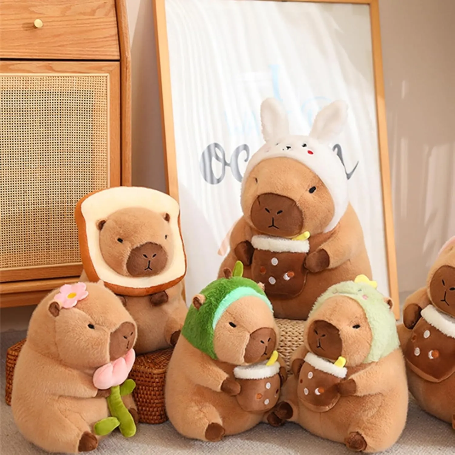 Capybara Plush Soft Animal Plush Toy Doll Pillow with Rose, Cute Capybara Stuffed Animal Plush Doll, Capybara Plushies Stuffed Toy Rodent Stuffed Animal Doll Gifts for Adults Kids Boys Girls (16 inch)
