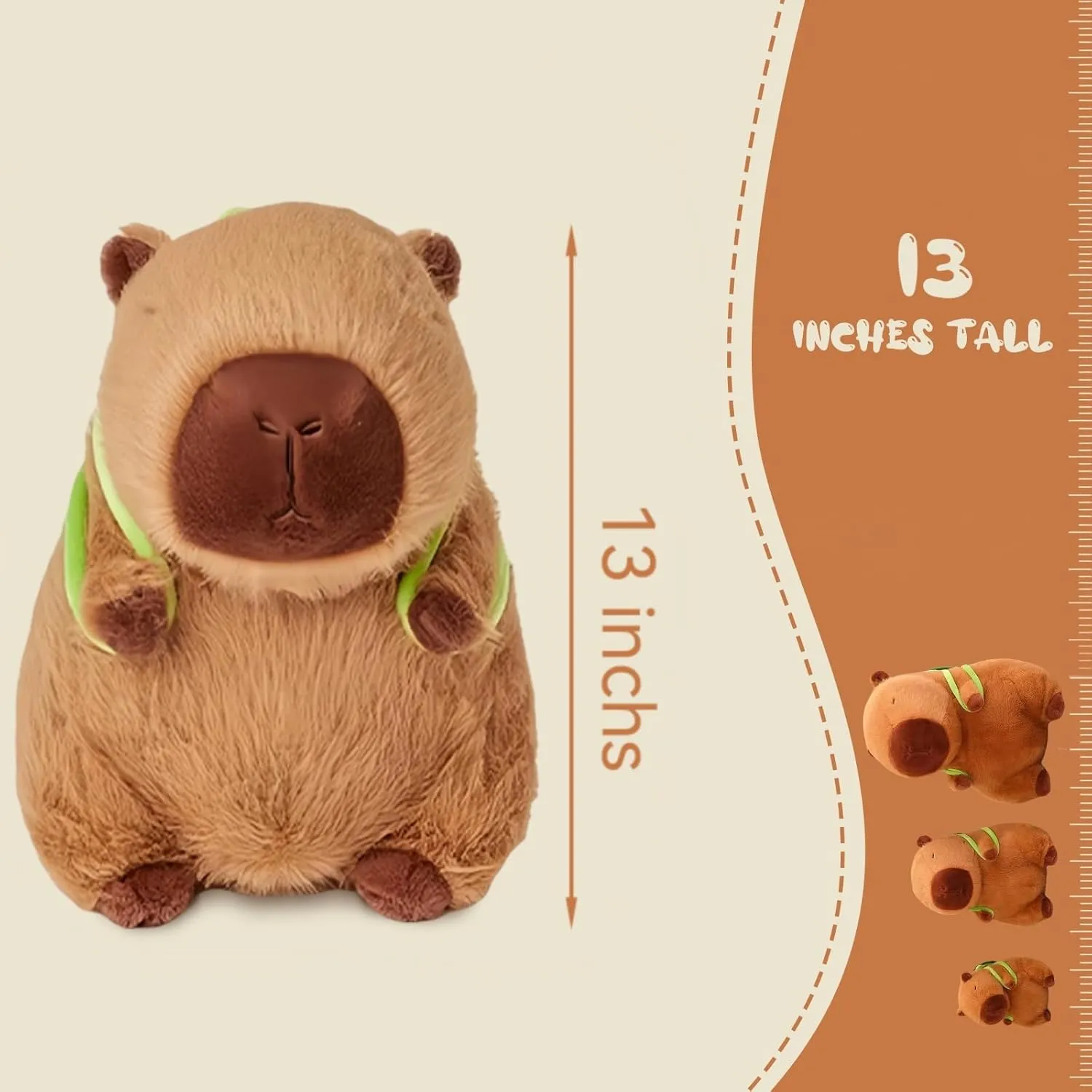 Capybara Stuffed Animals Plushies,Adorable Capybara Plush Toy with Removable Turtle Backpack,Soft Squishy Pillow Doll Toy,Unique Birthday Gifts for Kids Adult