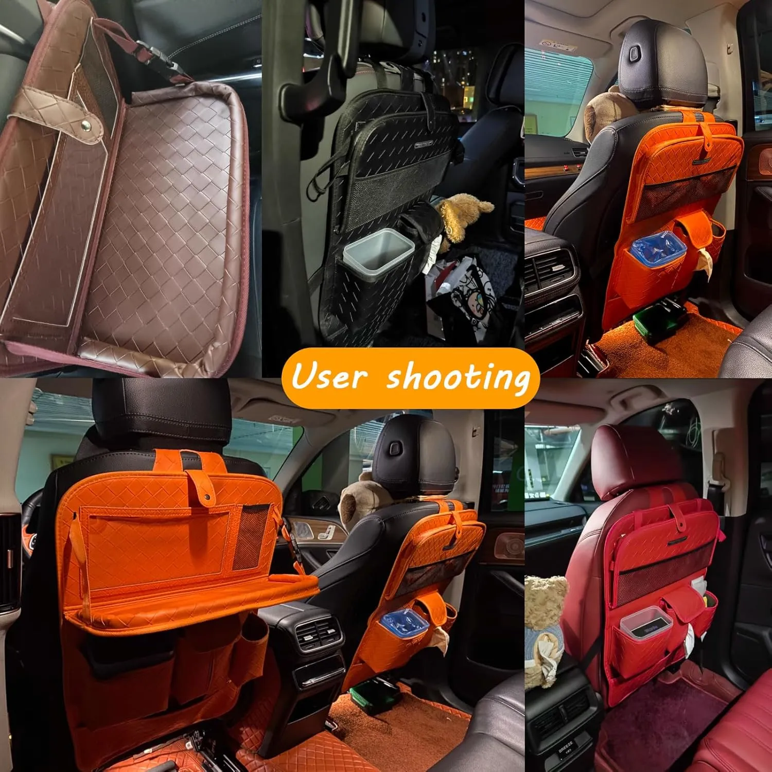 Car Rear Seat Back Storage Bag for Ford F-150 2018-2024,Storage Pockets with Foldable Tray Protectorsm,Kick Mats Travel Accessories,2pcs-D
