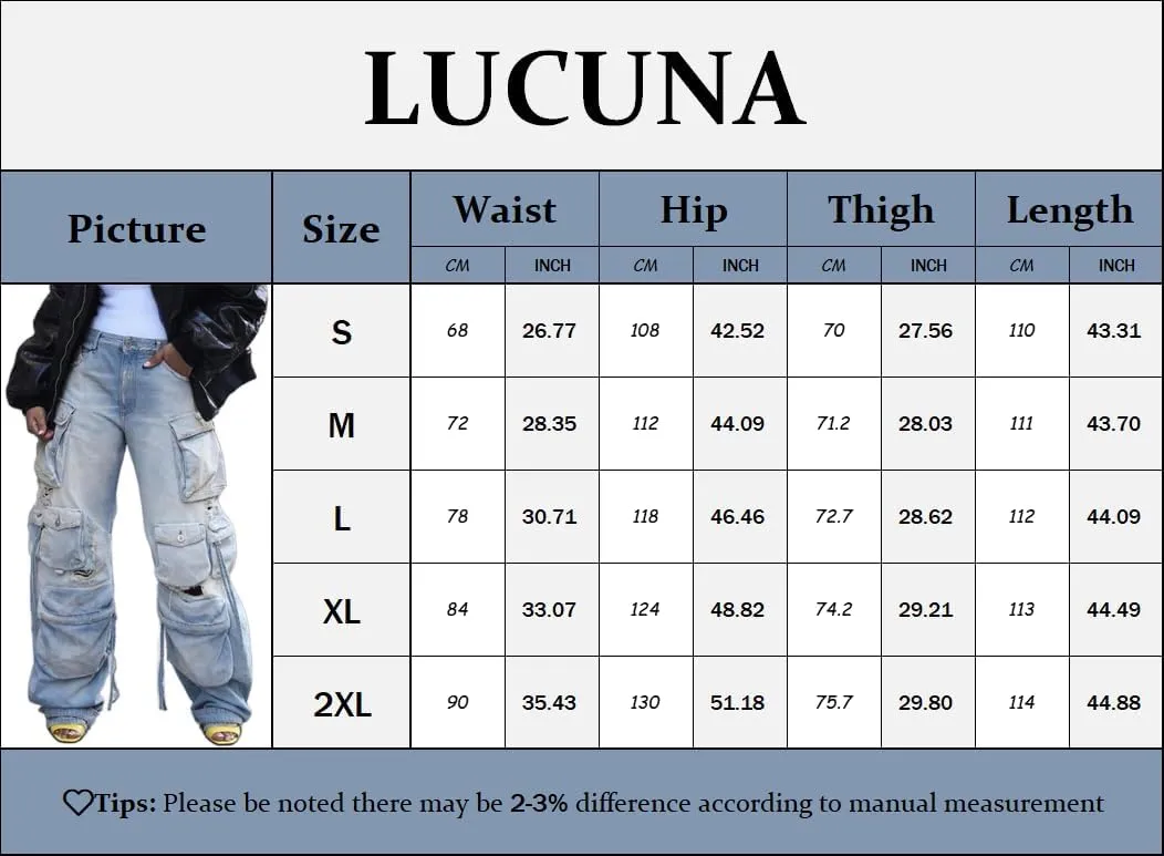Cargo Jeans for Women Y2K High Waisted Baggy Jeans Straight Wide Leg Cargo Pants Streetwear