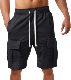 Cargo Shorts for Men Stretch Waist Casual Loose Drawstring Quick Dry Hiking Tactical Outdoor Work Shorts Summer 2025