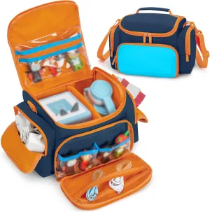 Carrying Case Compatible with Toniebox, Portable Bag for Audio Player Starter Set, Storage Travel Case for Charging Station Headphone, with Shoulder Strap and Handle, Blue, Patented Design(Bag Only)