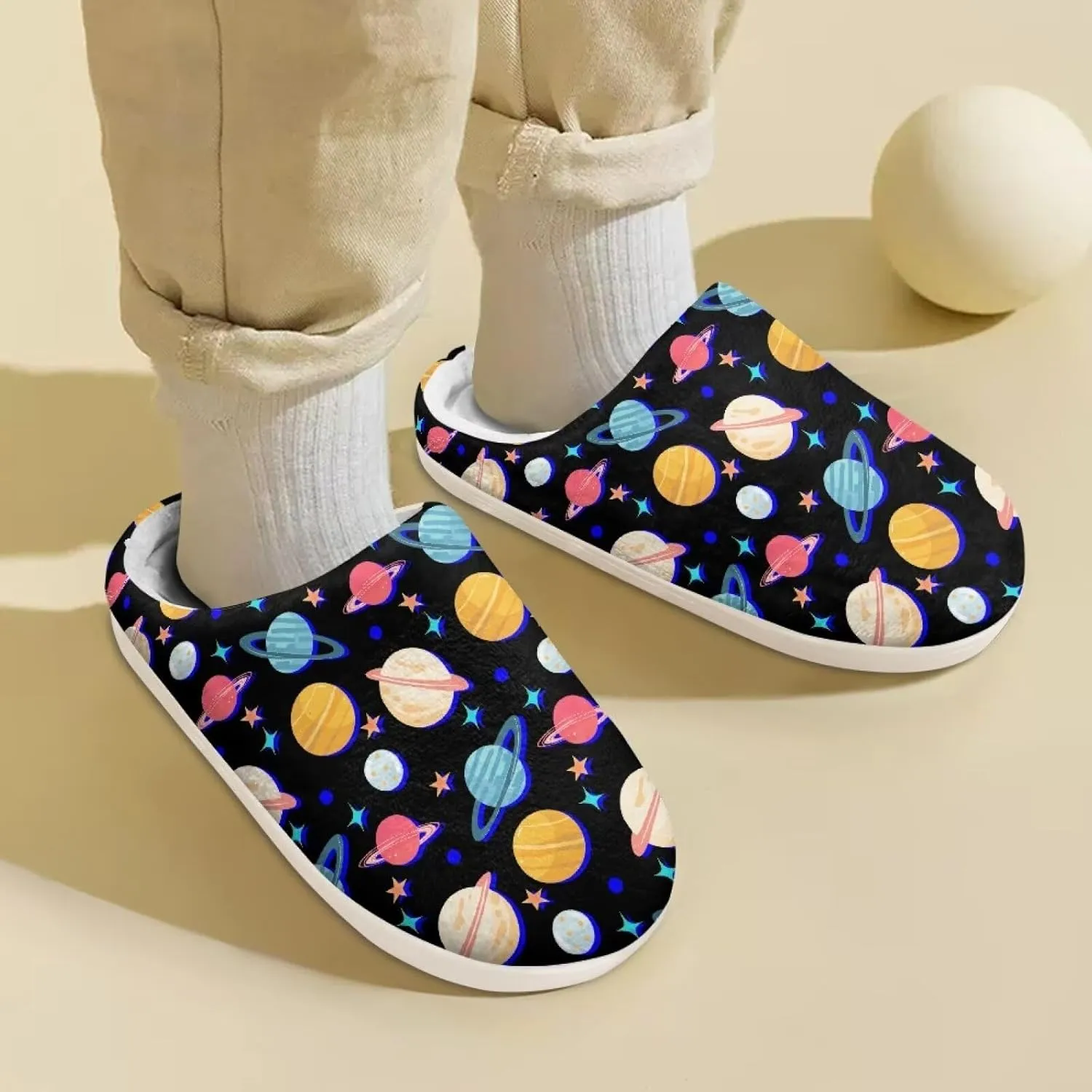 Cartoon Children's Plush Cozy House Slippers for Little Kids Girls Boys Non-Slip Soft Slipper Lightweight Slip On Warm Fluffy Indoor Outdoor Winter Shoes US Size 9-15