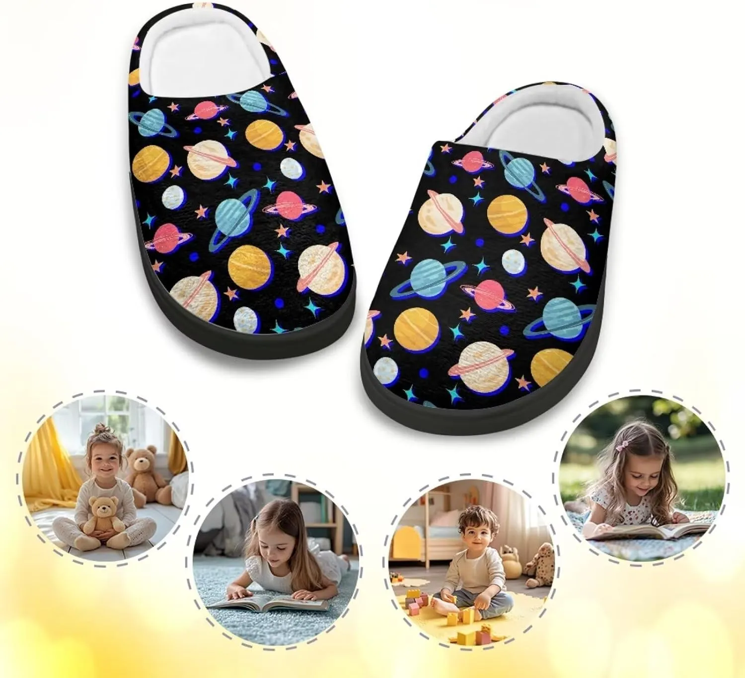 Cartoon Children's Plush Slippers for Boys Girls House Fuzzy Non-Slip Winter Warm Fluffy Lightweight Comfort Soft Indoor Outdoor Washable Slippers US Size 9-15