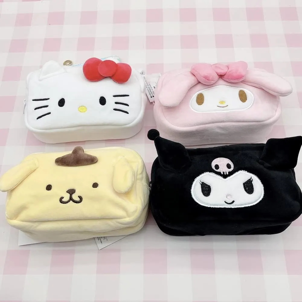 Cartoon Cosmetic Bag With Zipper,Kawaii Plush Makeup Bag,Cute Brush Organizer Toiletry Bag for Women Girls(Yellow)