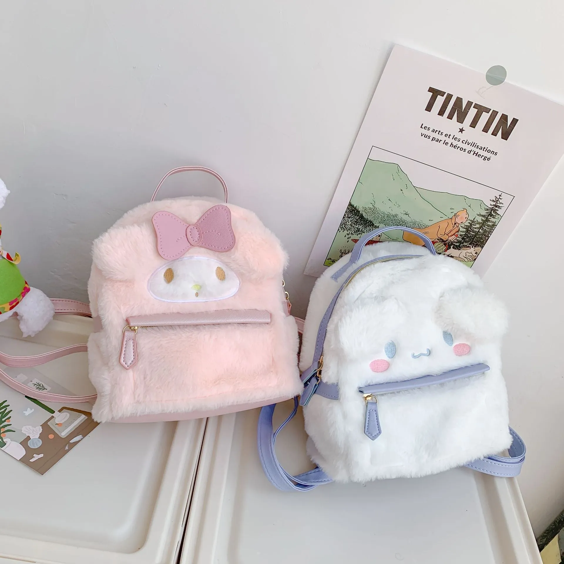 Cartoon Plush Cute Girlish Ugly Big Ears Backpacks