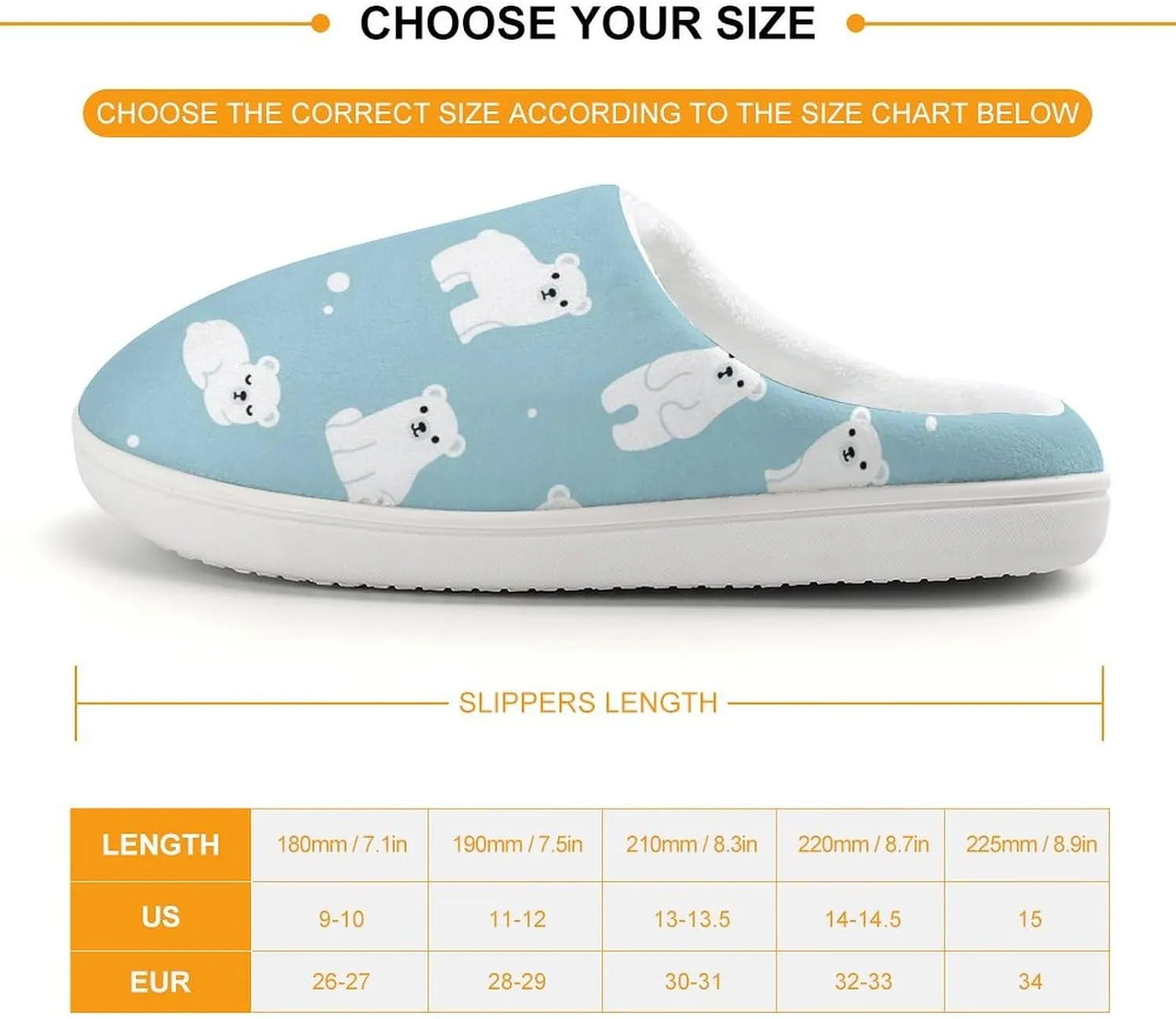 Cartoon Polar Bear Cub Boys Slippers House Shoes Indoor Comfy Fuzzy Plush Non Slip Slippers 30