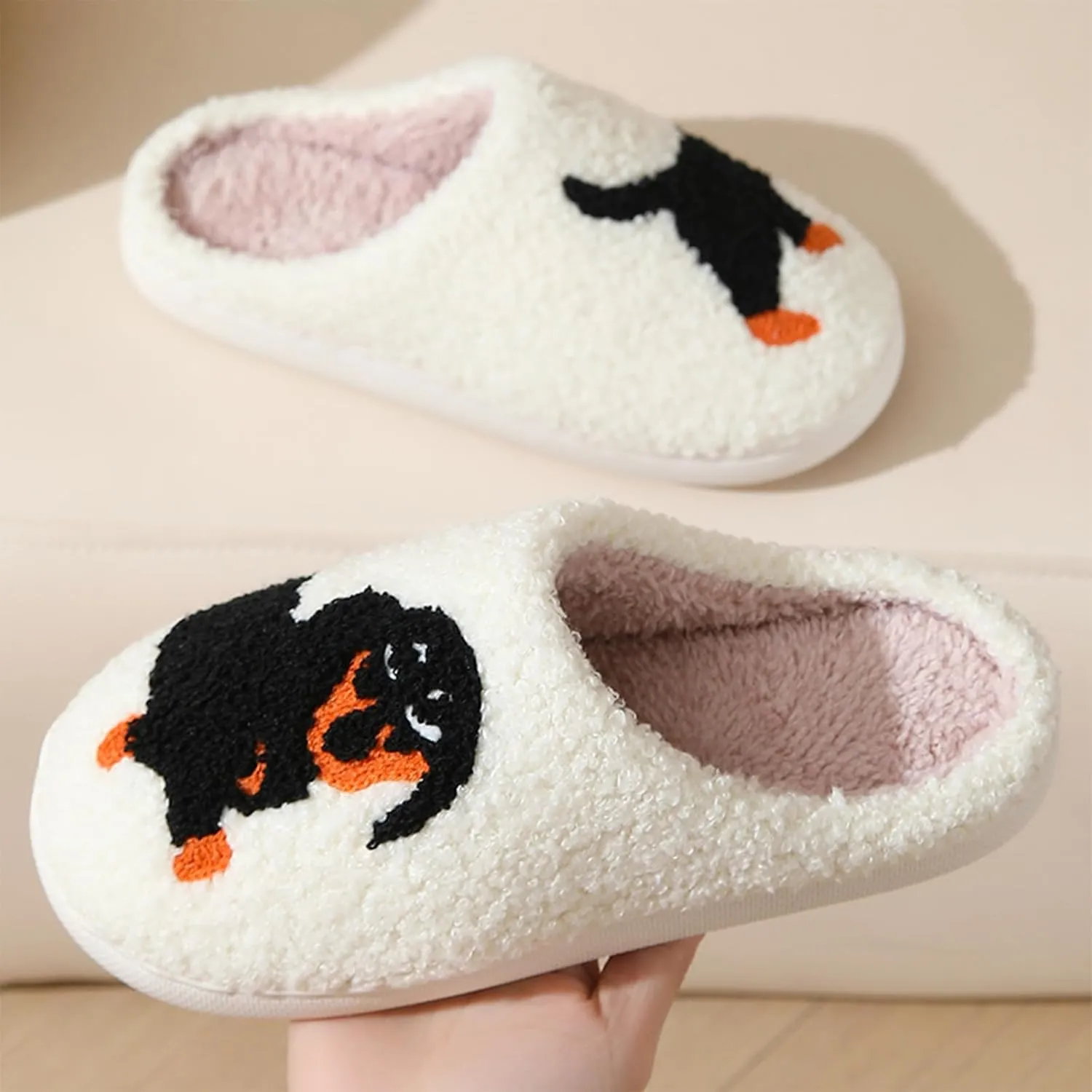 Cartoon Slippers for Women Men, Soft Fluffy Warm Lightweight Non-Slip Cute House Slippers Slip-On Cozy Indoor Outdoor Heart Meet Ne at Night Mushroom Cherry Strawberry Evil Eye Slippers