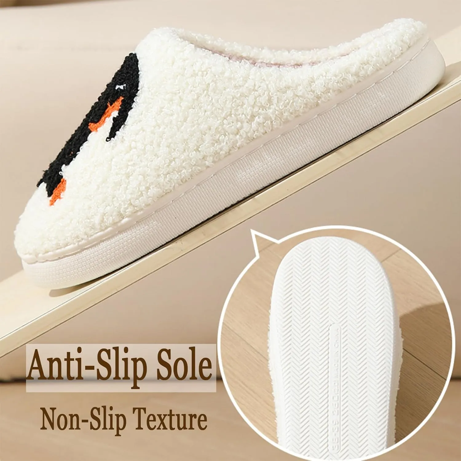 Cartoon Slippers for Women Men, Soft Fluffy Warm Lightweight Non-Slip Cute House Slippers Slip-On Cozy Indoor Outdoor Heart Meet Ne at Night Mushroom Cherry Strawberry Evil Eye Slippers