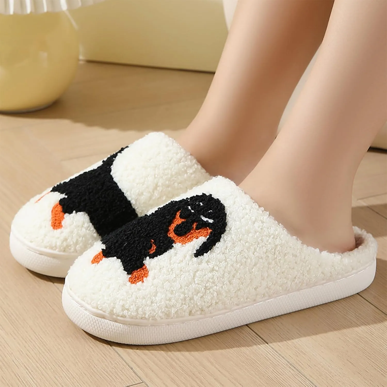 Cartoon Slippers for Women Men, Soft Fluffy Warm Lightweight Non-Slip Cute House Slippers Slip-On Cozy Indoor Outdoor Heart Meet Ne at Night Mushroom Cherry Strawberry Evil Eye Slippers