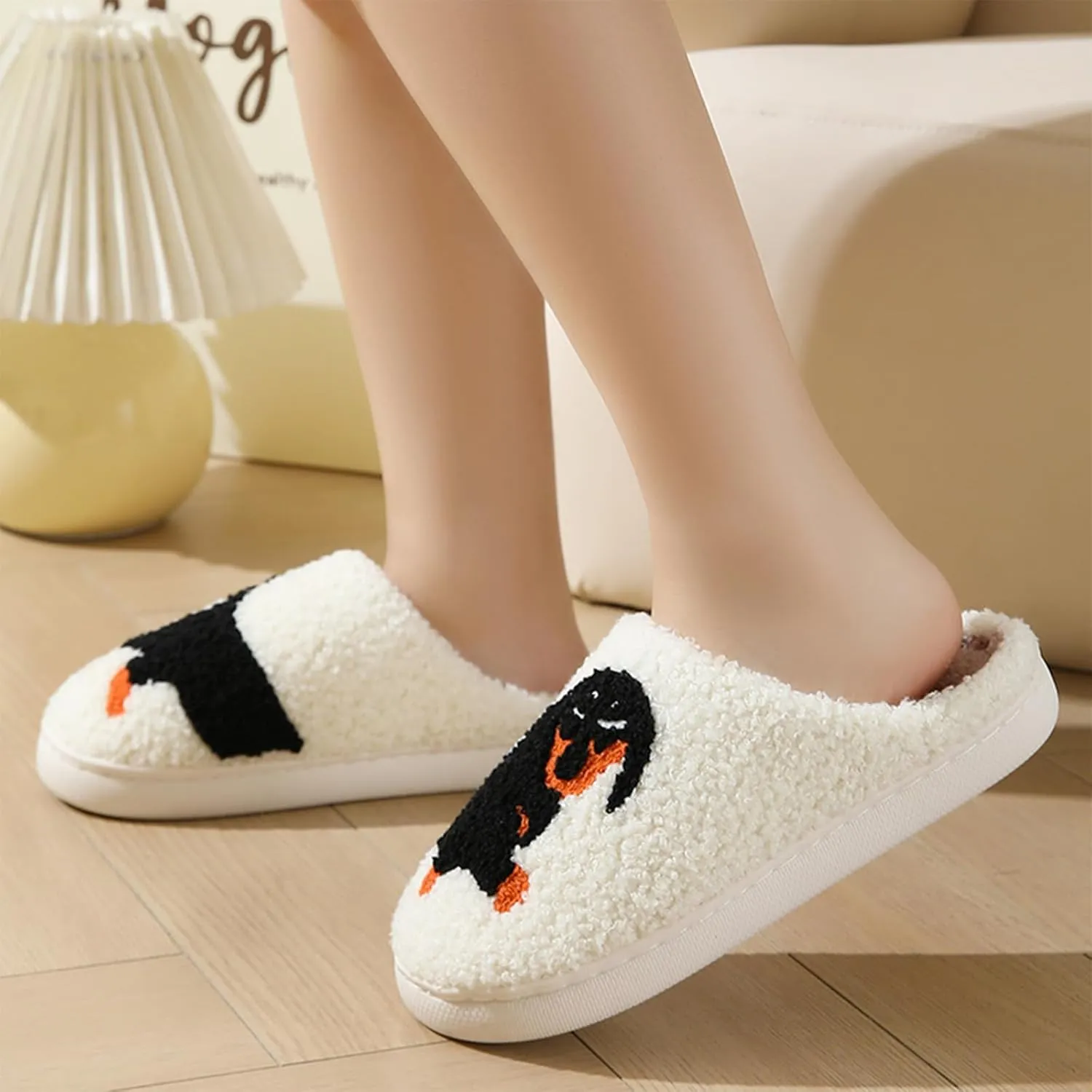 Cartoon Slippers for Women Men, Soft Fluffy Warm Lightweight Non-Slip Cute House Slippers Slip-On Cozy Indoor Outdoor Heart Meet Ne at Night Mushroom Cherry Strawberry Evil Eye Slippers