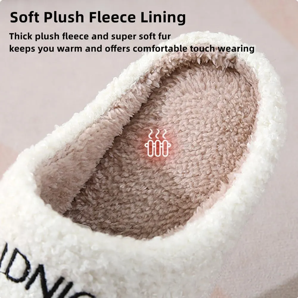 Cartoon Slippers for Women Men, Soft Fluffy Warm Lightweight Non-Slip Cute House Slippers Slip-On Cozy Indoor Outdoor Heart Meet Ne at Night Mushroom Slippers