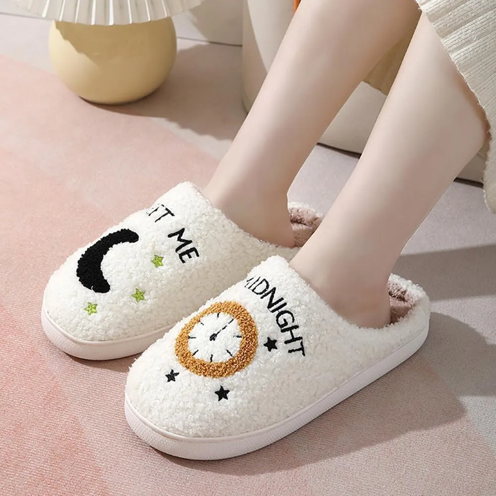 Cartoon Slippers for Women Men, Soft Fluffy Warm Lightweight Non-Slip Cute House Slippers Slip-On Cozy Indoor Outdoor Heart Meet Ne at Night Mushroom Slippers