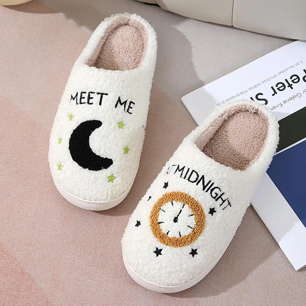 Cartoon Slippers for Women Men, Soft Fluffy Warm Lightweight Non-Slip Cute House Slippers Slip-On Cozy Indoor Outdoor Heart Meet Ne at Night Mushroom Slippers