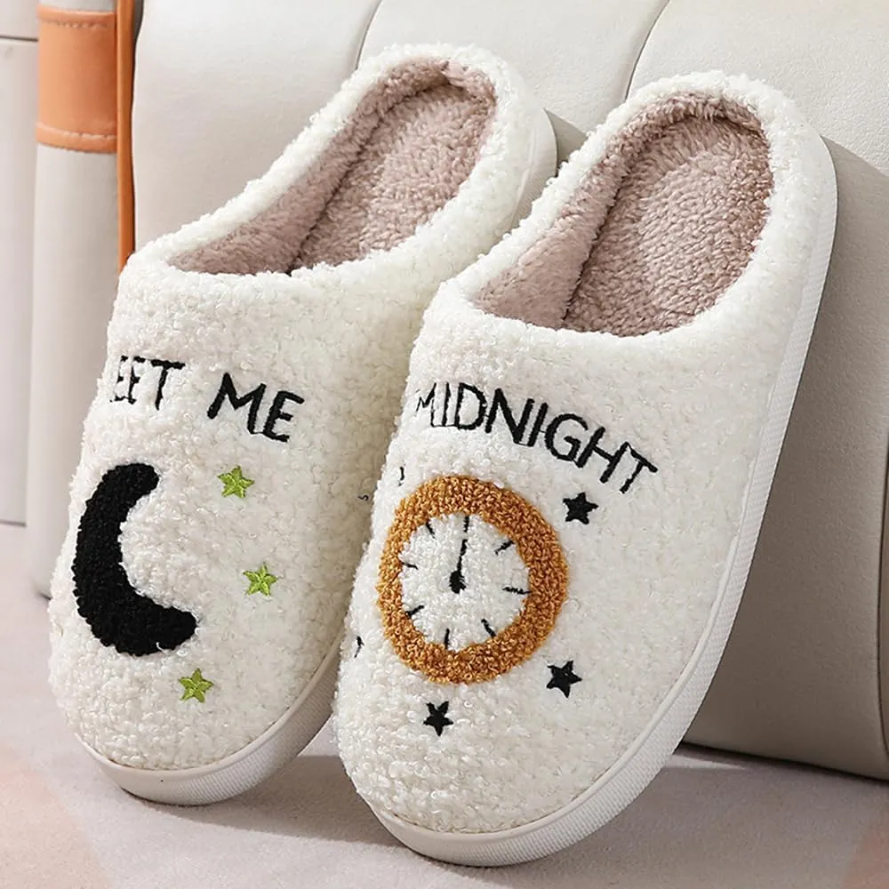 Cartoon Slippers for Women Men, Soft Fluffy Warm Lightweight Non-Slip Cute House Slippers Slip-On Cozy Indoor Outdoor Heart Meet Ne at Night Mushroom Slippers