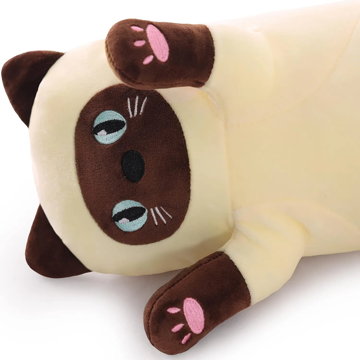 Cat Soft Plush Pillow Cute Cat Body Pillow, Long Stuffed Cat Plush Cat Stuffed Animal Toy Kitten Long Throw Pillow Gift for Kids Girlfriend(90CM,Beige)
