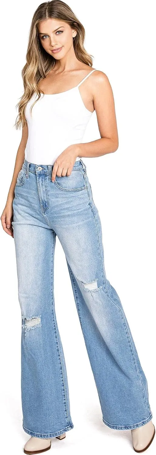 Celebrity Pink Women's Juniors High Rise Super Wide Leg Flare Jeans