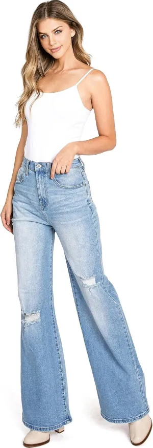 Celebrity Pink Women's Juniors High Rise Super Wide Leg Flare Jeans