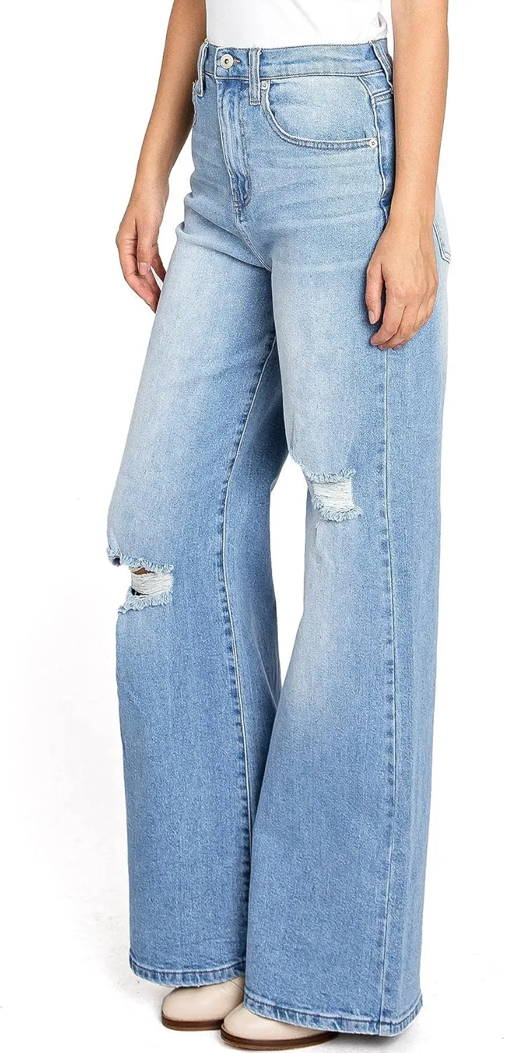 Celebrity Pink Women's Juniors High Rise Super Wide Leg Flare Jeans