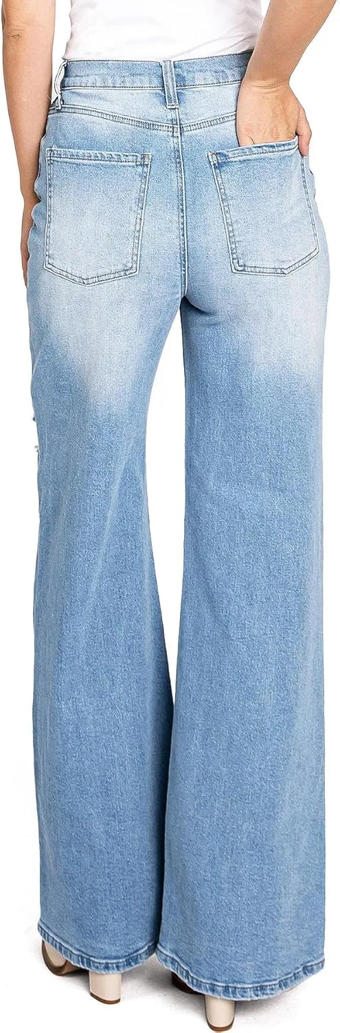 Celebrity Pink Women's Juniors High Rise Super Wide Leg Flare Jeans