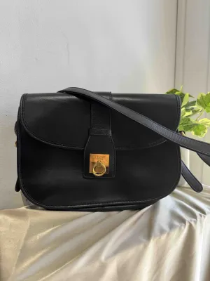 Celine Black Leather Crossbody Bag with Gold Hardware