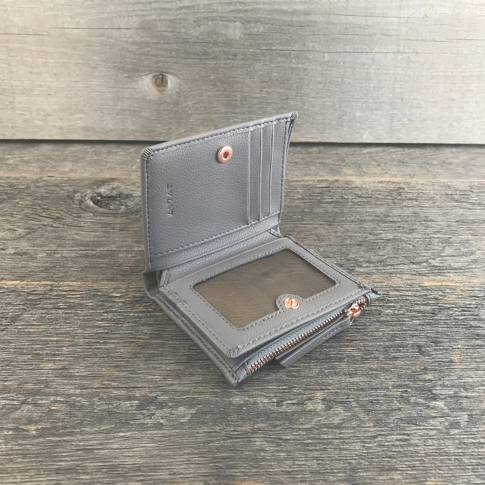 Central Zippered Mini Wallet - Slate Gray, Rose Gold | Urban Series