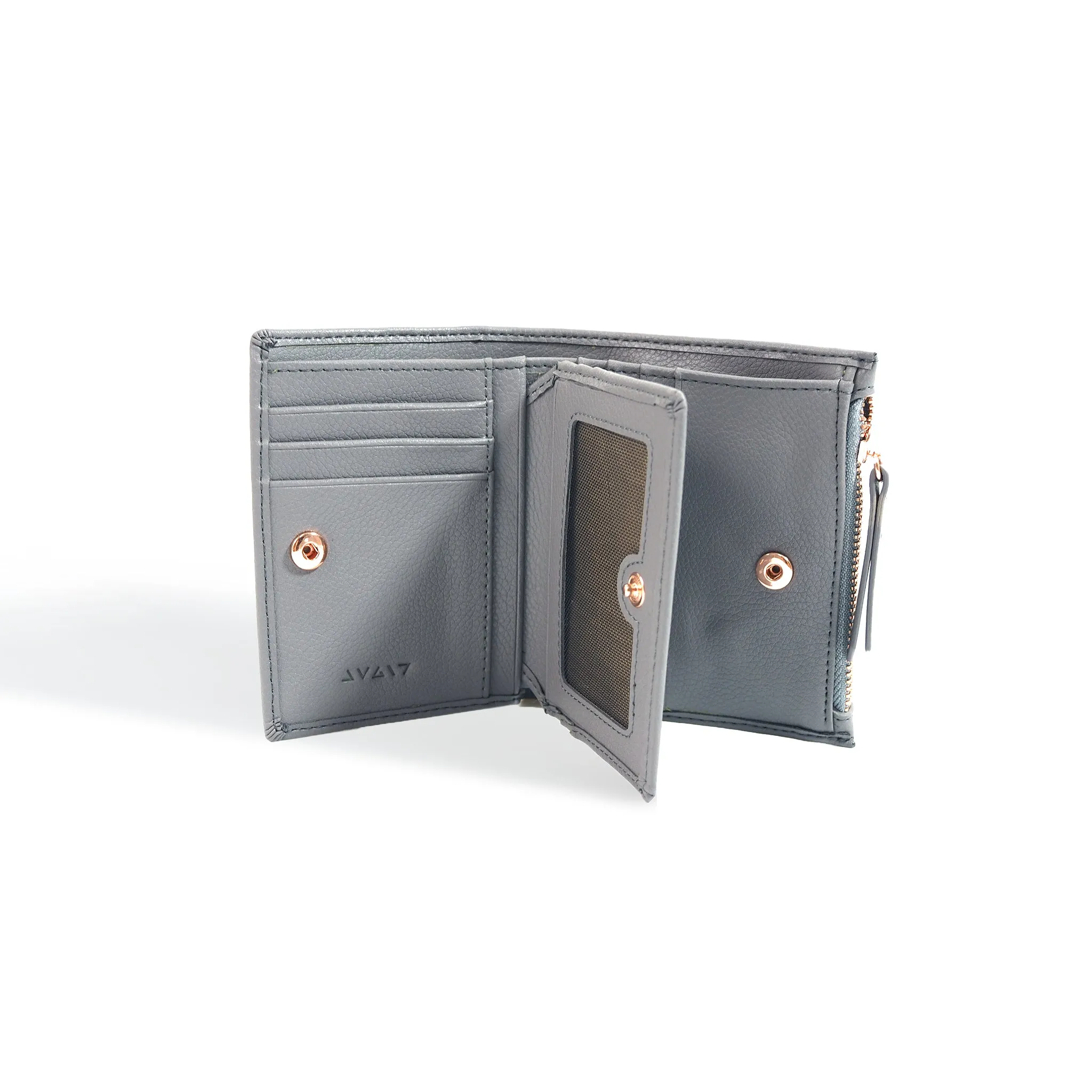 Central Zippered Mini Wallet - Slate Gray, Rose Gold | Urban Series