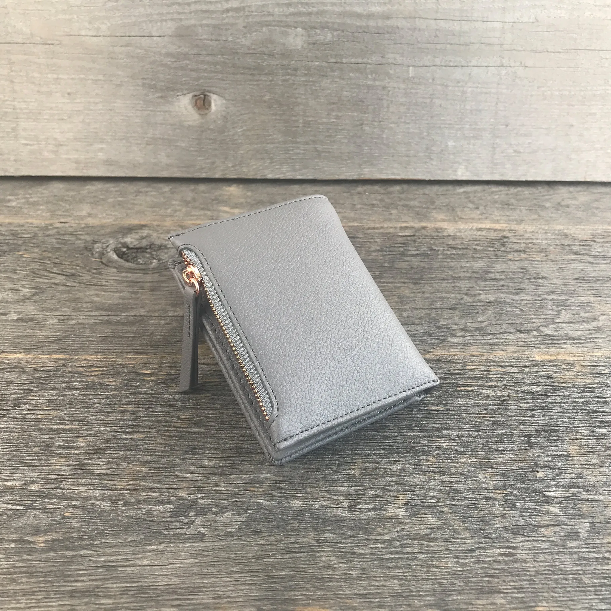 Central Zippered Mini Wallet - Slate Gray, Rose Gold | Urban Series