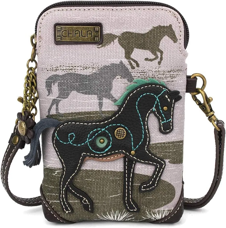 CHALA Canvas Crossbody Cell Phone Purse - Women Multicolor Handbag with Adjustable Strap