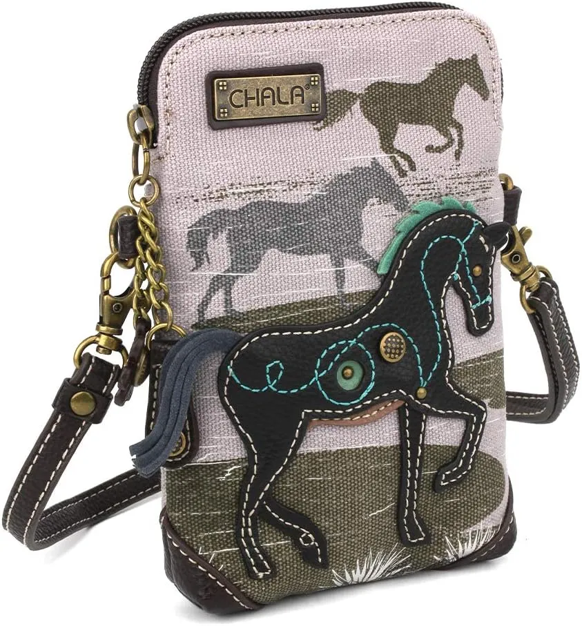 CHALA Canvas Crossbody Cell Phone Purse - Women Multicolor Handbag with Adjustable Strap