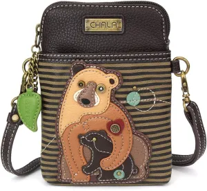 CHALA Cell Phone Crossbody Purse-Women PU Leather/Canvas Multicolor Handbag with Adjustable Strap
