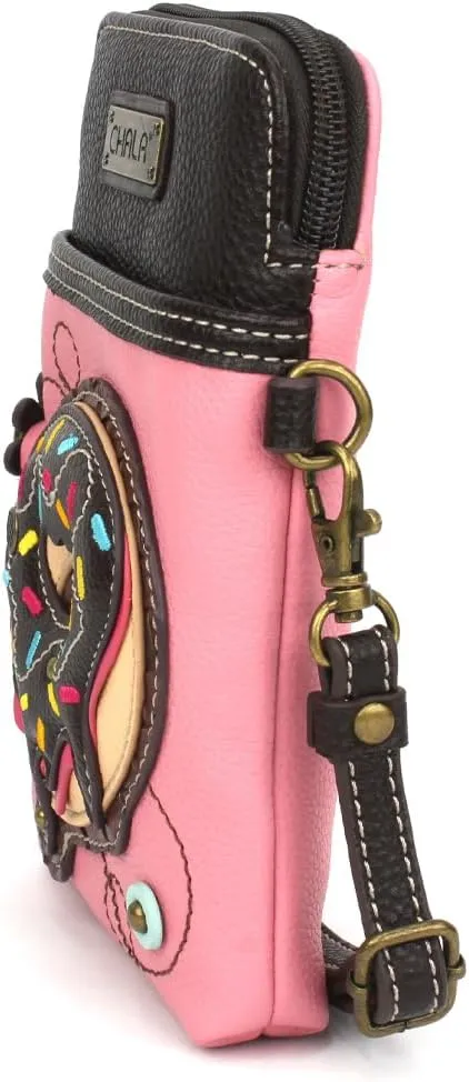 CHALA Cell Phone Crossbody Purse-Women PU Leather/Canvas Multicolor Handbag with Adjustable Strap
