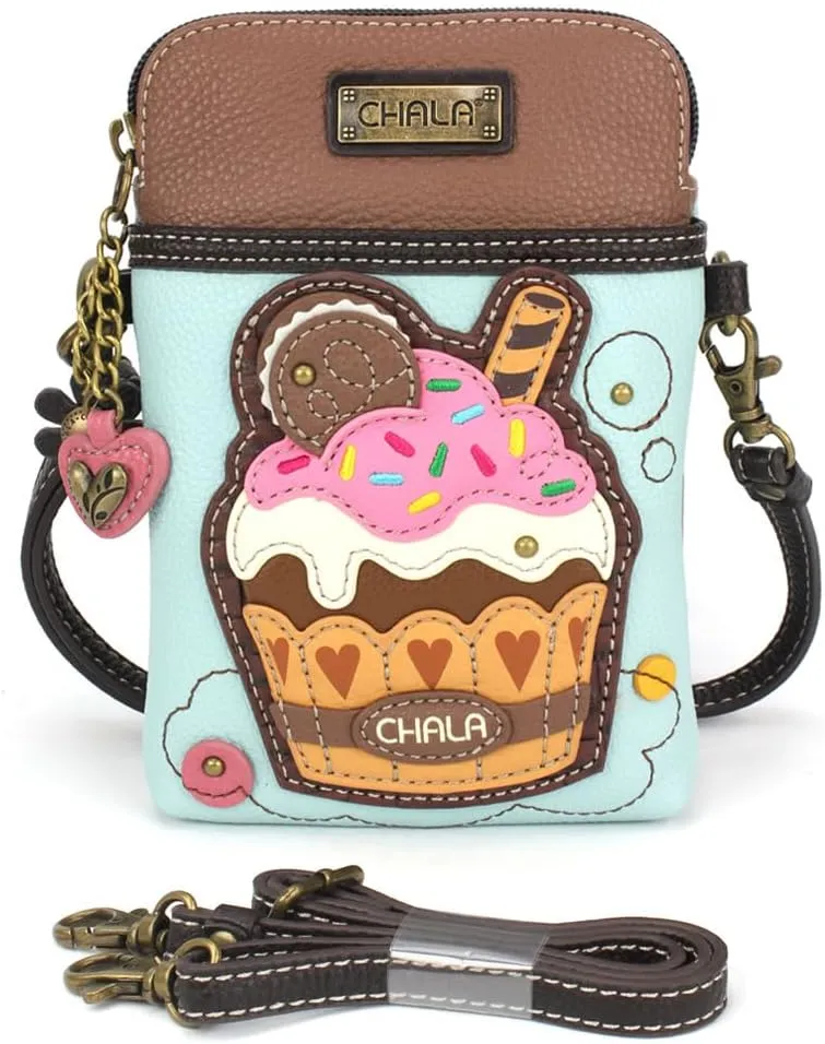 CHALA Cell Phone Crossbody Purse-Women PU Leather/Canvas Multicolor Handbag with Adjustable Strap