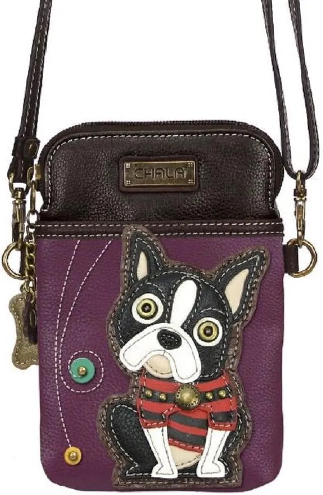 CHALA Cell Phone Crossbody Purse-Women PU Leather/Canvas Multicolor Handbag with Adjustable Strap