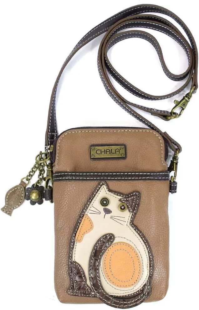 CHALA Cell Phone Crossbody Purse-Women PU Leather/Canvas Multicolor Handbag with Adjustable Strap