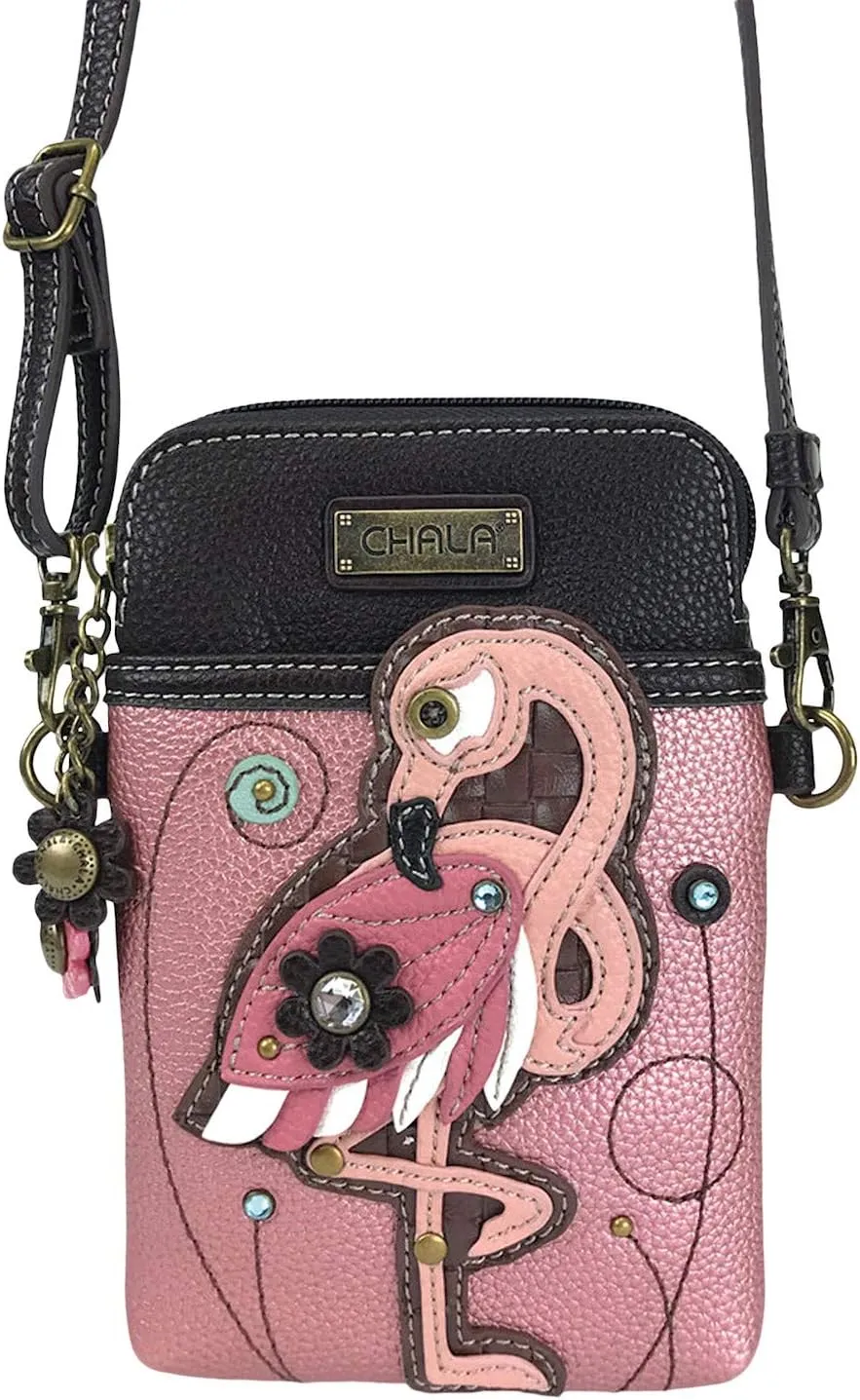 CHALA Cell Phone Crossbody Purse-Women PU Leather/Canvas Multicolor Handbag with Adjustable Strap