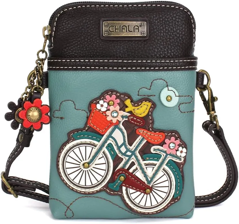 CHALA Cell Phone Crossbody Purse-Women PU Leather/Canvas Multicolor Handbag with Adjustable Strap