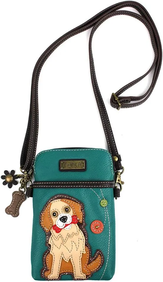 CHALA Cell Phone Crossbody Purse-Women PU Leather/Canvas Multicolor Handbag with Adjustable Strap